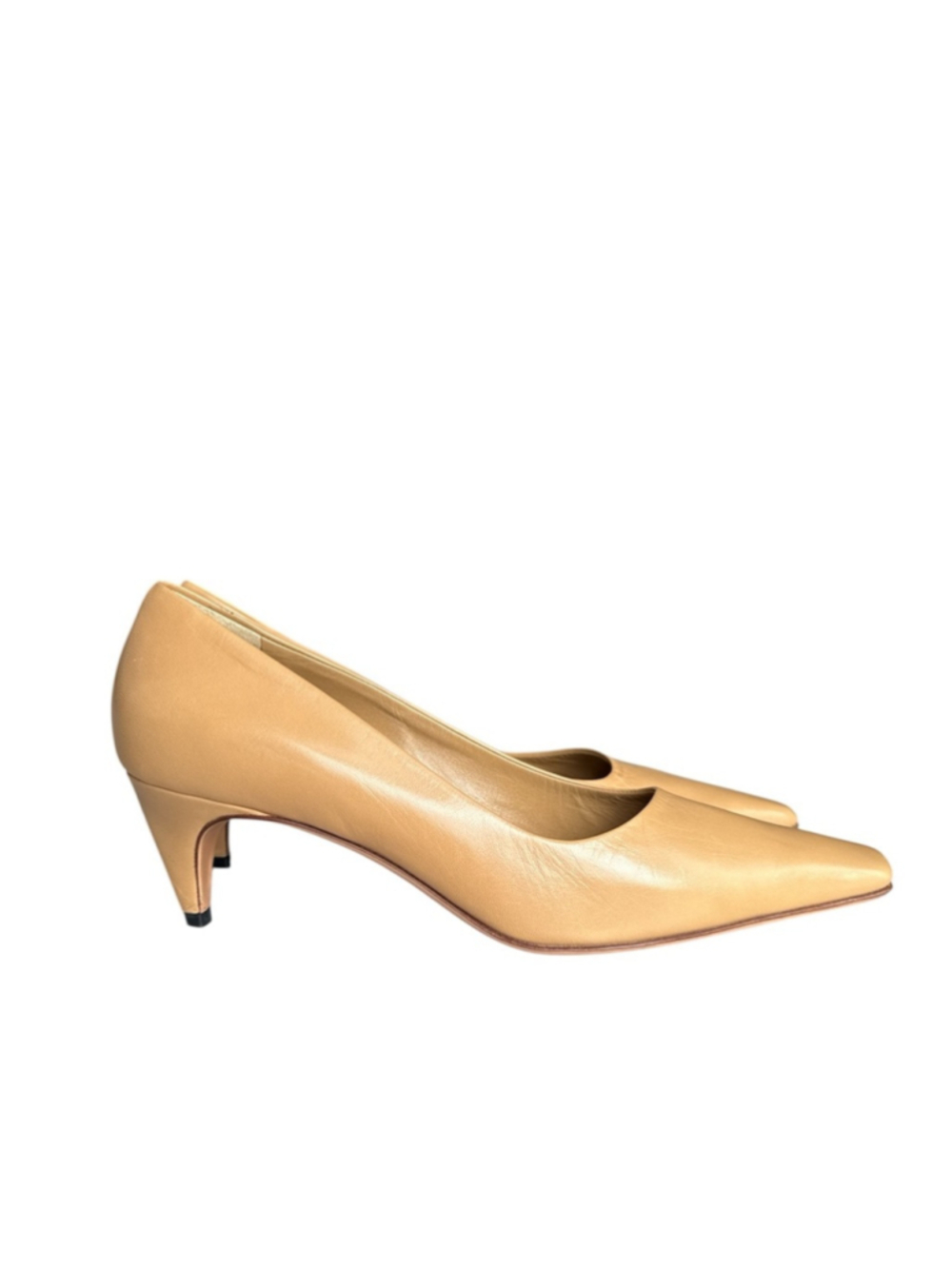 Vintage Prada Nude Beige Square Toe Leather Pumps Heels Made in Italy Y2K BNWOB